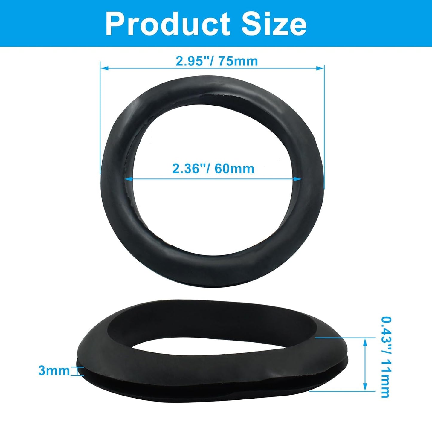 6 Pcs Rubber Grommets, 2-3/8" Inside Diameter 2-1/2" Drill Hole Rubber Wire Grommets O Ring Grommets for Wire, Firewall, Cables, Plugs, Automotive