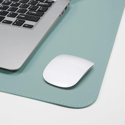 Leather Desk pad Protector, Large Desk mat with Natural Cork & PU Leather,Mouse pad,Non-Slip Office Desk Mat,Waterproof Desk Writing Pad for Office and Home (35in*17in, Light Blue)