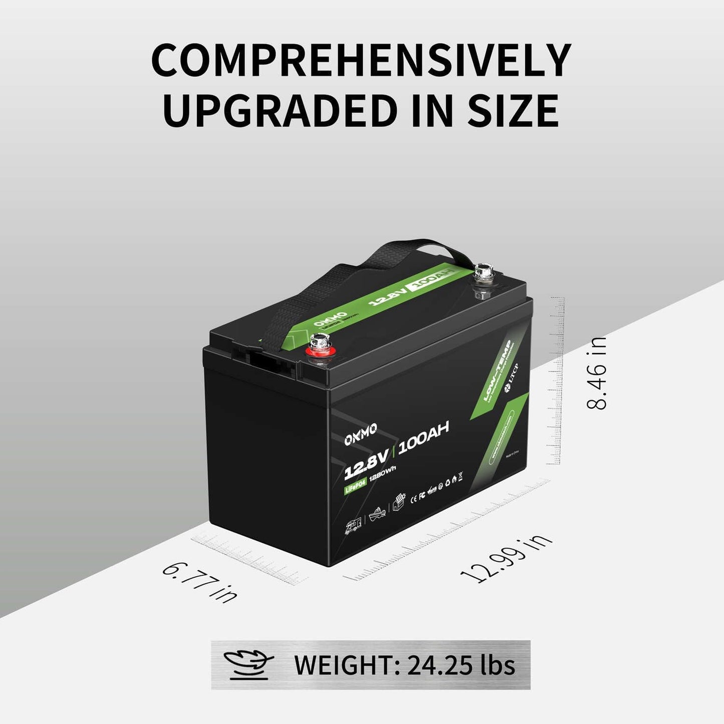 OKMO 12V 100Ah LiFePO4 Battery(2 Pack), Lithium Battery 100A BMS, 10 Years Lifetime 15000+ Deep Cycles,for Marine, RV, Trolling Motor, Boat, Camper, Solar Home Iron Phosphate