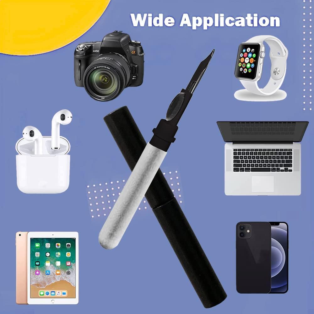 Cleaner Kit for Earbuds, Cleaning kit for Airpods Pro 1 2 3, Multi-Function Cleaning Tool with Brush Flocking Sponge for Wireless Earphones Bluetooth Headphones Case Camera and Phone(Black)