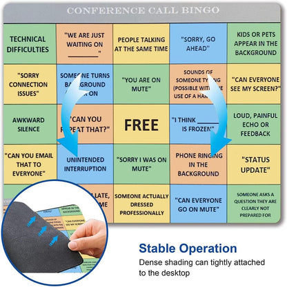 Conference Call Bingo Mouse Pad, Personalized Mouse Mat Waterproof Non-Slip Rubber Base MousePads for Office Home