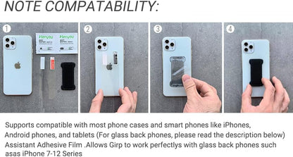 Universal Phone Grip for Smartphones - Phone Holder for Hand for Back of Phone - Wireless Charging Compatible - 2Pack(Black Green)