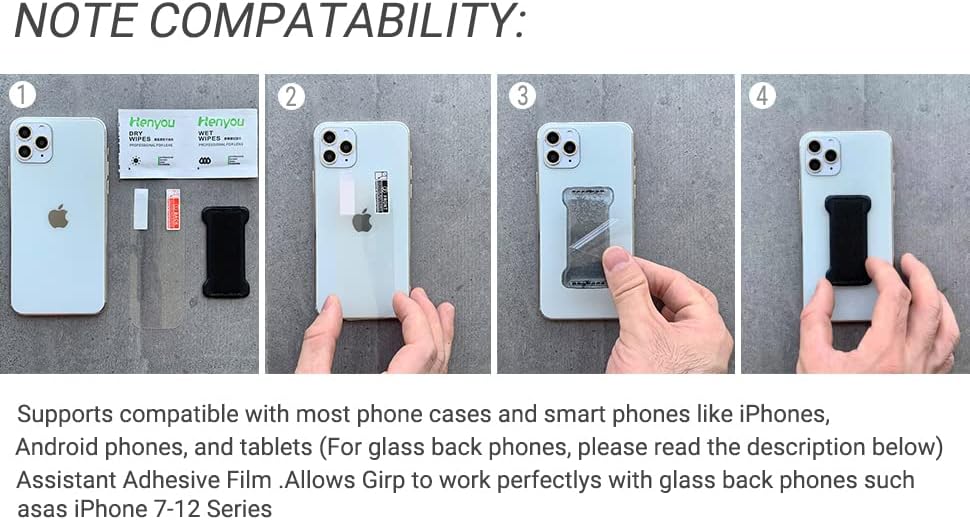 Cell Phone Finger Grip Strap Holder for Hand, Finger Strap Phone Holder, New Slim Finger Loop Selfie Grip Compatible with Most Smartphones -2Pack(Black Pink)