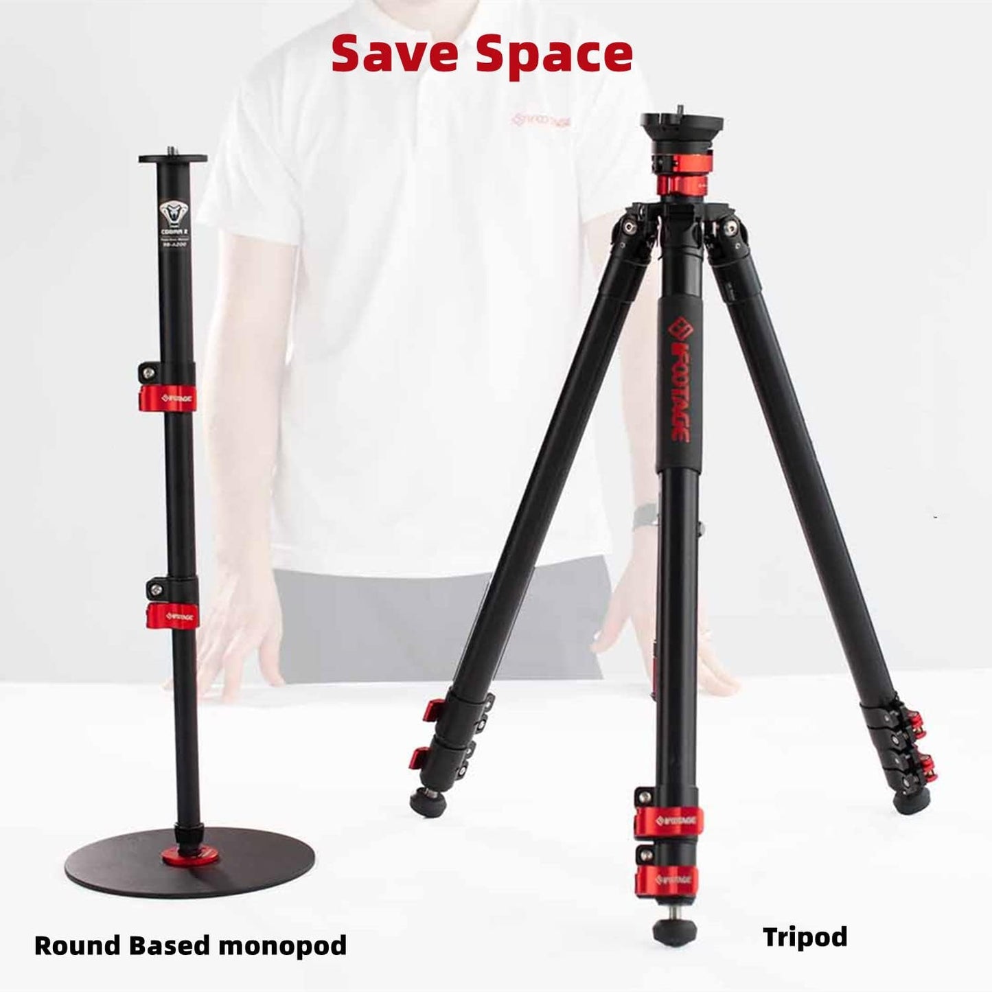 IFOOTAGE Cobra RB-A300,Round Base Monopod,Professional Camera Aluminium Monopod with Quick Adjustment Height Buckle,Compatibility DSLR Cameras Camcorders(151cm/59.44Inc)