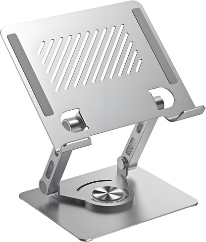 GuaziV 360° Rotating Tablet Stand - Adjustable iPad Tablet Holder for Desk, Foldable iPad Swivel Stand for Home & Office (Argent Silver)