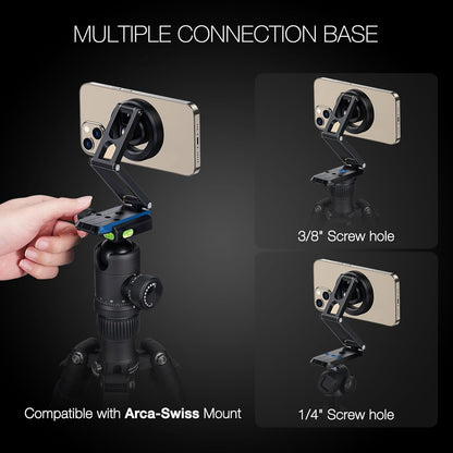 Magnetic Pocket Phone Tripod Foldable Compatible with Magsafe for iPhone 15/14/13/12 Plus Pro Max Series, Mini Cell Phone Tripod Mount Handle Smartphone Desk Stand Travel All in One