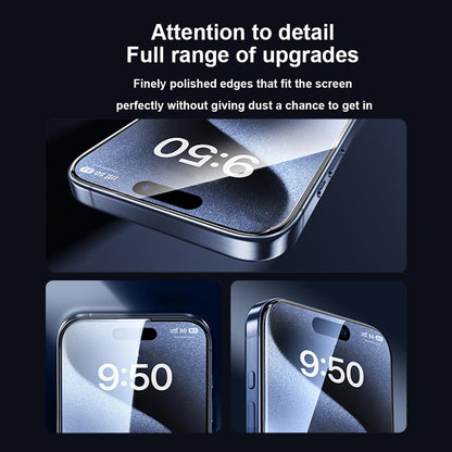 OneFish Screen Protector for Iphone 15, HD Clarity Tempered Glass Film 9H+ Hardness with Hassle-Free Installation Frame, Dust-Free Bubble-Free Anti-Fingerprint, 2Pack