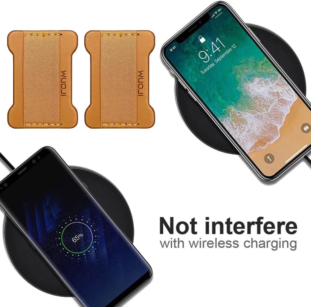 Universal Phone Grip for Smartphones - Phone Holder for Hand for Back of Phone - Wireless Charging Compatible (Brown) - 2Pack
