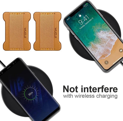 Universal Phone Grip for Smartphones - Phone Holder for Hand for Back of Phone - Wireless Charging Compatible (Brown) - 2Pack