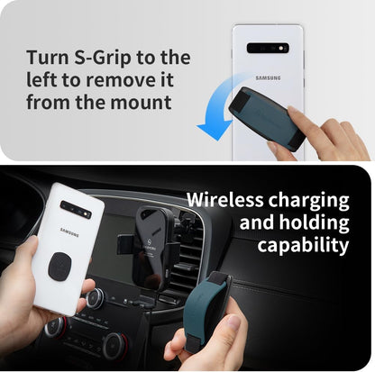 Sinjimoru Detachable Phone Grip Kickstand for Wireless Charging Compatible Phone Finger Holder for iPhone & Smartphones. Sinji Mount S-Grip Black