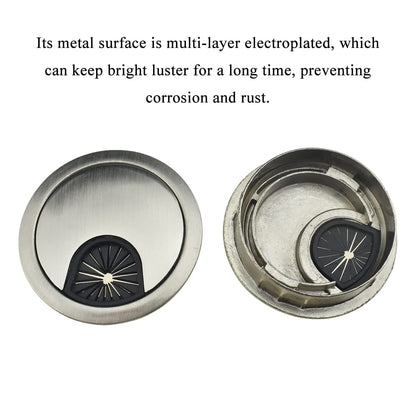 HAHIYO 2Pcs 2Inch/50mm Brushed Silver Zinc Alloy Desk Grommet Wire Grommet Cable Management Cord Hole Cover Desk Wire Hole Insert Wire Organizer for Computer Office Home School Equipment Systems
