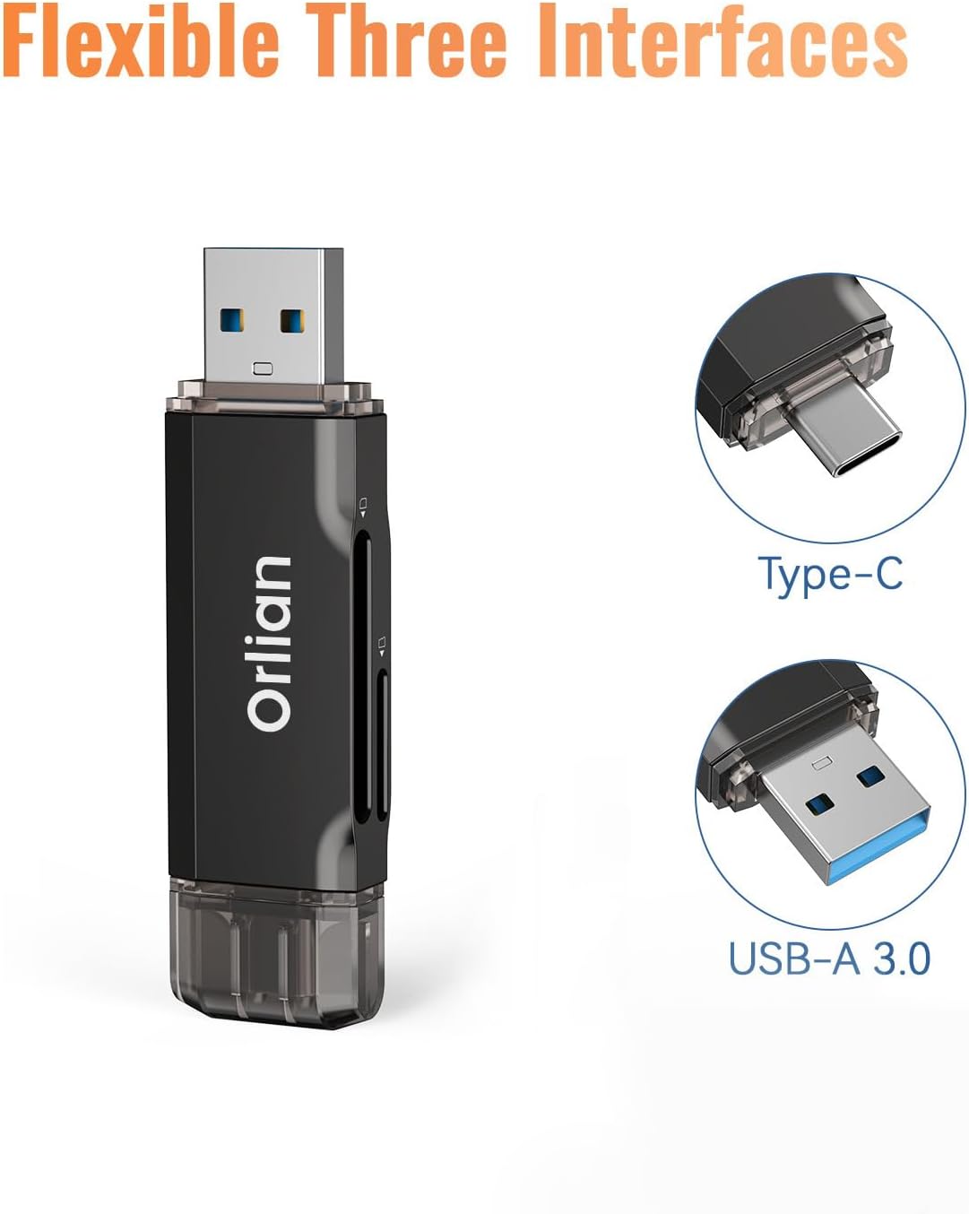 SD Card Reader USB 3.0 Dual USB A & USB C to Micro SD/SD Memory Card Adapter for SD/SDHC/SDXC, Compatible with Winodws, MacBook Pro/Air, iPhone 15 Pro/Max, Android (SD Card Not Included)