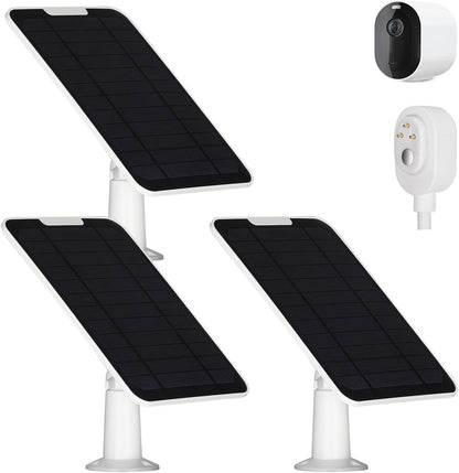 Upgrade 3 Pack 5W Solar Panel Charging Compatible with Arlo Pro 3/4/5S/Ultra/Ultra 2/Go 2 Continuous Power Supply IP65 Weatherproof with 9.8ft/3m Charging Cable and Adjustable Wall Mount
