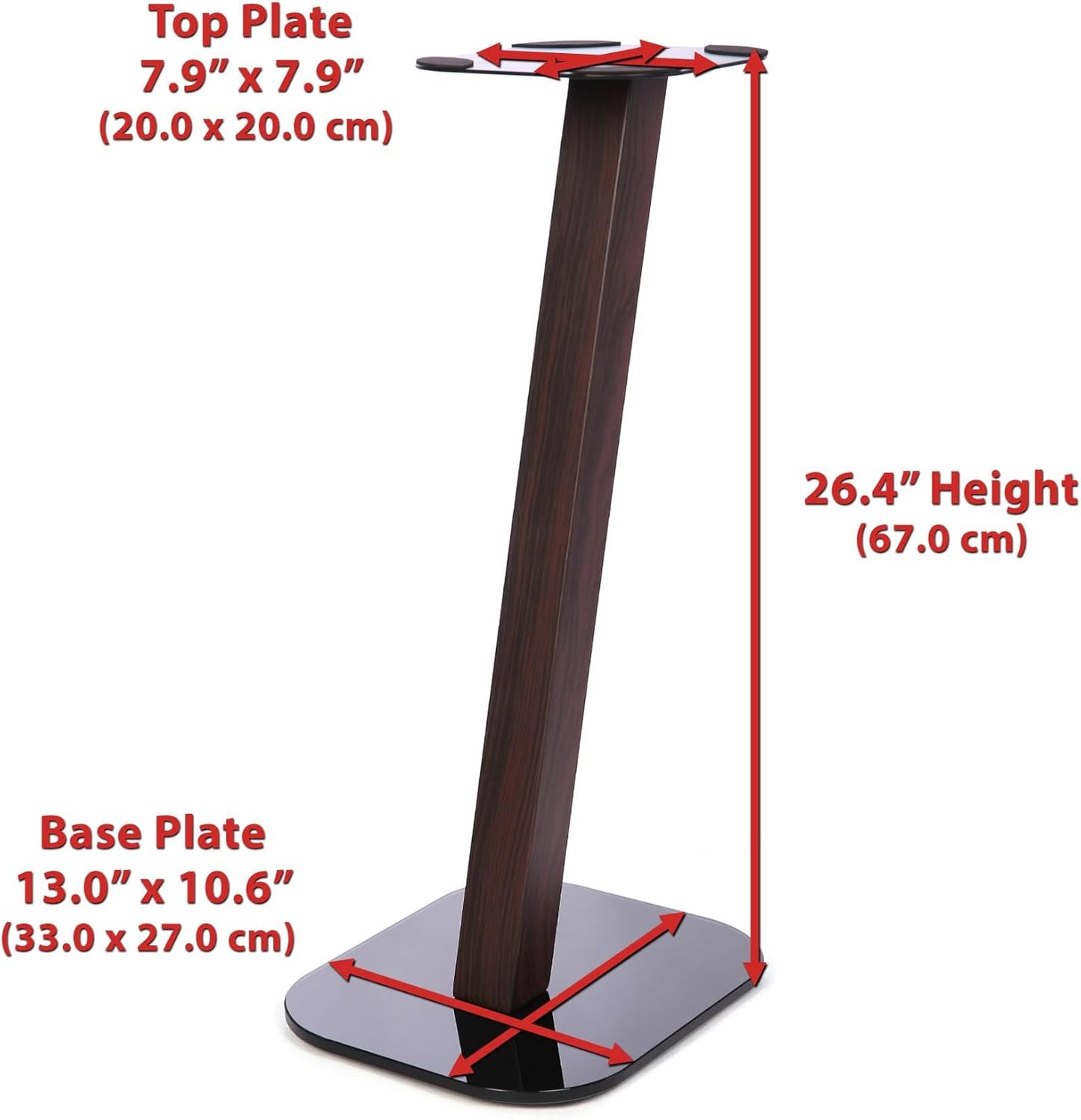EXIMUS One Pair Fixed Height Universal Speaker Floor Stands - Espresso - 610 Series