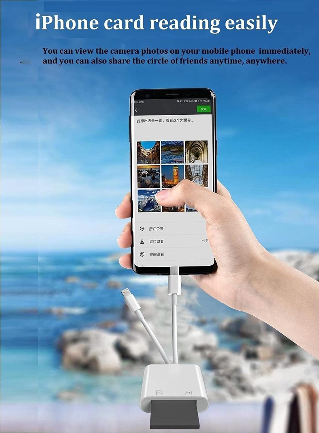 [Apple MFi Certified] iPhone SD Card Reader, 4 in 1 Cameras SD Reader with Dual Slot for MicroSD/TF, Photography Memory Card Trail Game Camera Viewer Adapter, Plug and Play for iPhone/iPad/iMac/DJI