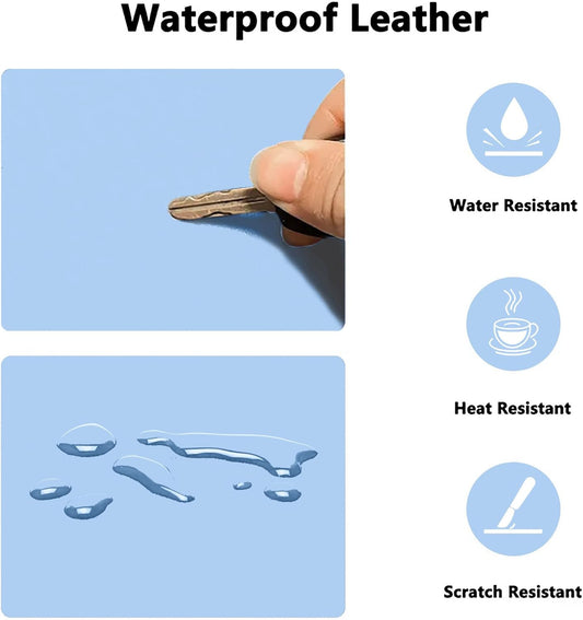 PU Leather Desk Pad Protector Gaming Mouse Pad Non Slip Desk Mat for Keyboard and Mouse Waterproof Desk Writing Pad for Office and Home Desk Accessories(Blue, 35.4 * 17.7)