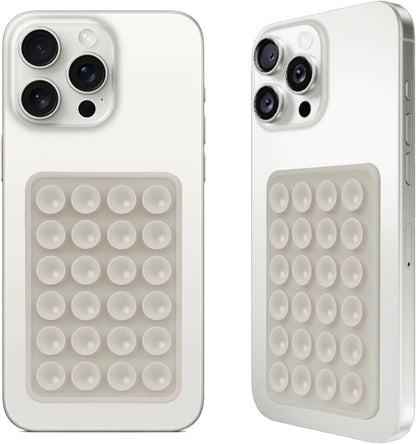 2PCS Silicone Suction Phone Case Mount, Non Slip Suction Cup, Hands-Free Phone Accessories Holder for Selfies and Videos, Silicone Adhesive Stand Sticky for Cell Phone Light Gray