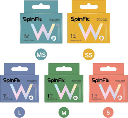 SpinFit W1 for IEM - MS - Patented Medical-Grade Silicone Ear Tips, Double W-Shaped Tube Core, More Stability
