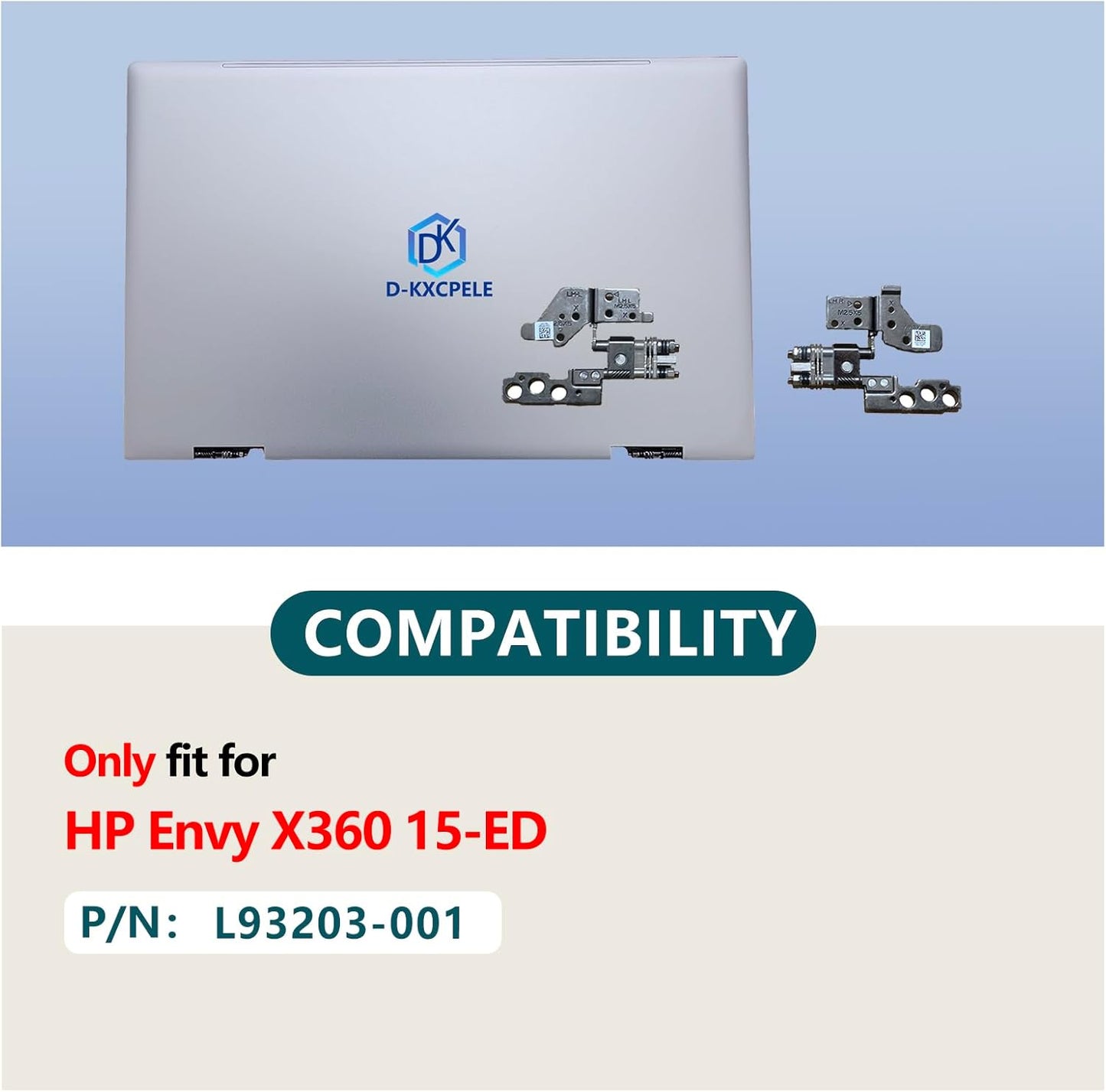 Replacement Laptop LCD Cover Back Rear Top Lid with Hinges for HP Envy X360 15-ED 15M-ED 15T-ED L93203-001 L93204-001 (Silver)