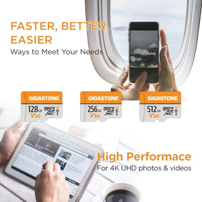 GIGASTONE 512GB Micro SD Card, for Surveillance, Security Camera, Action Camera, Drone, 100MB/s, A1 V30 4K Video Recording MicroSDXC Memory Card UHS-I Class 10