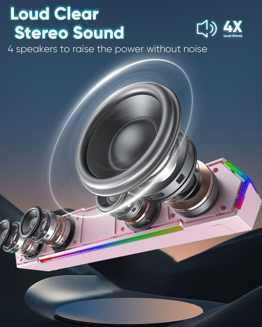 LENRUE G11 Computer Speakers for Desktop, Touch Lights PC Speakers with Surge Clear Sound, USB C/USB Powered for Computer Desktop PC Laptop Monitor(Pink)