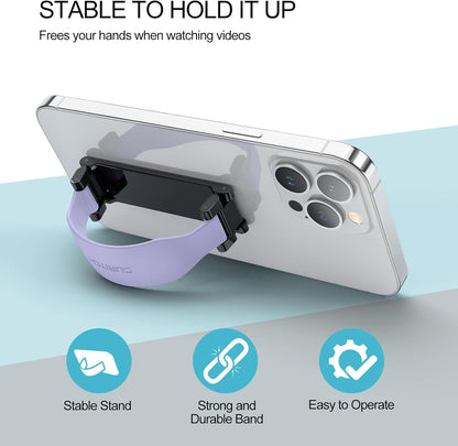 SURITCH Phone Grip Strap Finger Loop Holder for Back of Phone, 2-in-1 Soft Silicone Gripper Kickstand for iPhone Samsung and Most Cell Phone Cases, 3.94" Purple