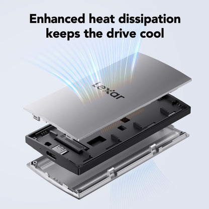 Lexar 2TB ES3 External SSD, Up to 1050MB/s Read, Storage Expansion, Compatible w/USB-C Smartphones, iPhone 15/16, PC, Mac, Tablets, Sleek & Sturdy Design, Silver (LES3XXX002T-RNSAU)