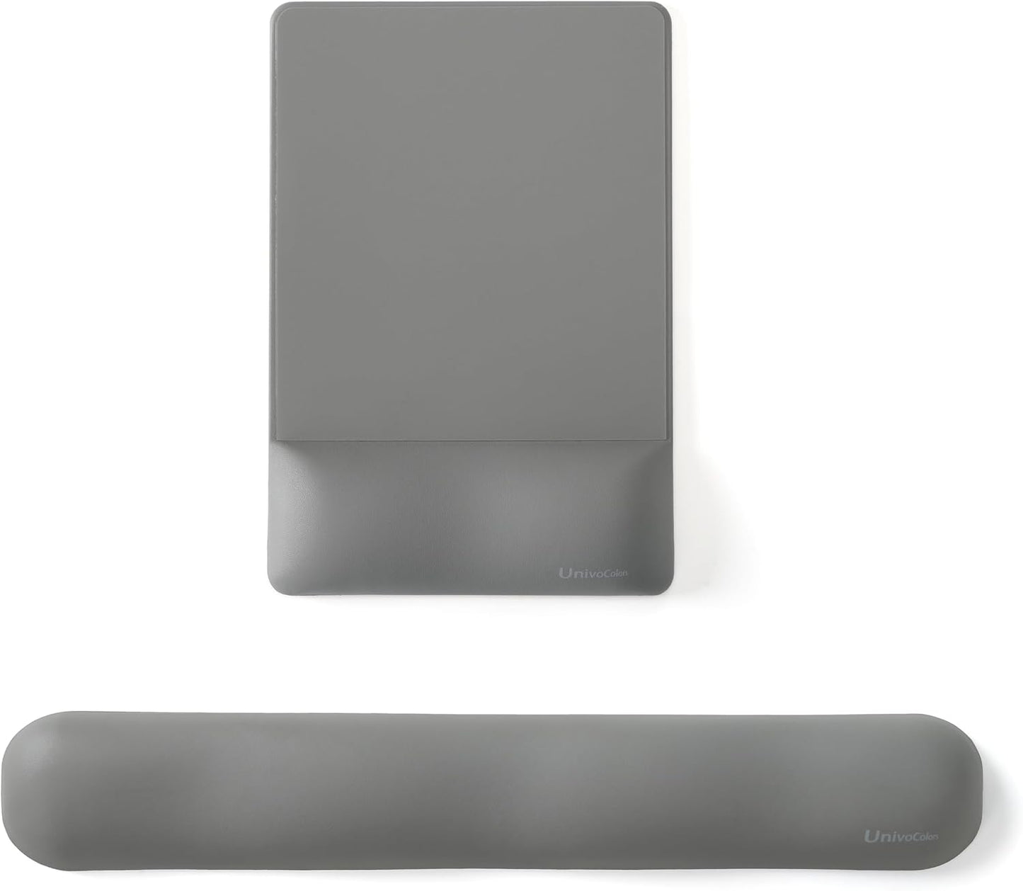 UnivoColors Design-Wave Set of Keyboad Wrist Rest & Mouce Pad,Artificial Sheepskin+Memory Foam+Ergonomic+Anti-Slip Gel, Resilience Support During Work and Gaming,Keyboard Accessory,Grey