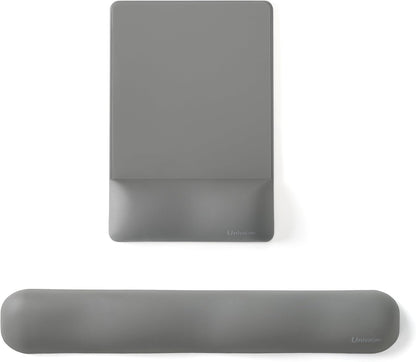 UnivoColors Design-Wave Set of Keyboad Wrist Rest & Mouce Pad,Artificial Sheepskin+Memory Foam+Ergonomic+Anti-Slip Gel, Resilience Support During Work and Gaming,Keyboard Accessory,Grey