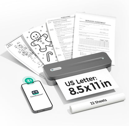 P1 Pro Thermal Printer, Large Format Portable Bluetooth Inkless Printer with 1 Roll Paper 8.5x11 Inch, Compatible with iPhone ＆ Computer,Home Office Essentials