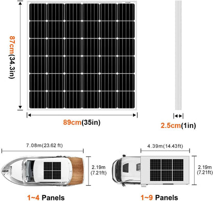 DOKIO 150W 18V Monocrystalline Solar Panel for 12V Systems, MC4 Connector, Aluminum Frame, Pre-Drilled Mounts for RV, Boat, Roof, Off-Grid Power