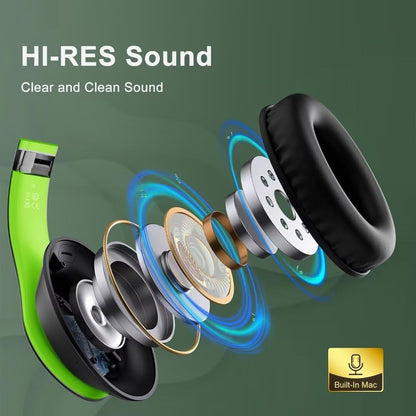 Wireless Bluetooth Headphones Over Ear, 65H Playtime HiFi Stereo Headset with Microphone and 6EQ Modes Foldable V5.3 Bluetooth Wireless Headphones for Travel Computer Laptop