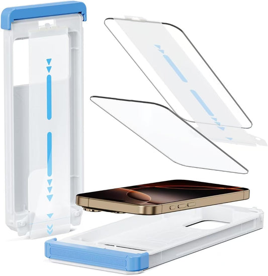 Screen Protector for iPhone 16 Pro Max Military Grade Tempered Glass Auto-Alignment OneTouch Kit Cell Phone Accessories Bubble Free Case Friendly Auto Dust-Removal Easy Install [1 Pack]