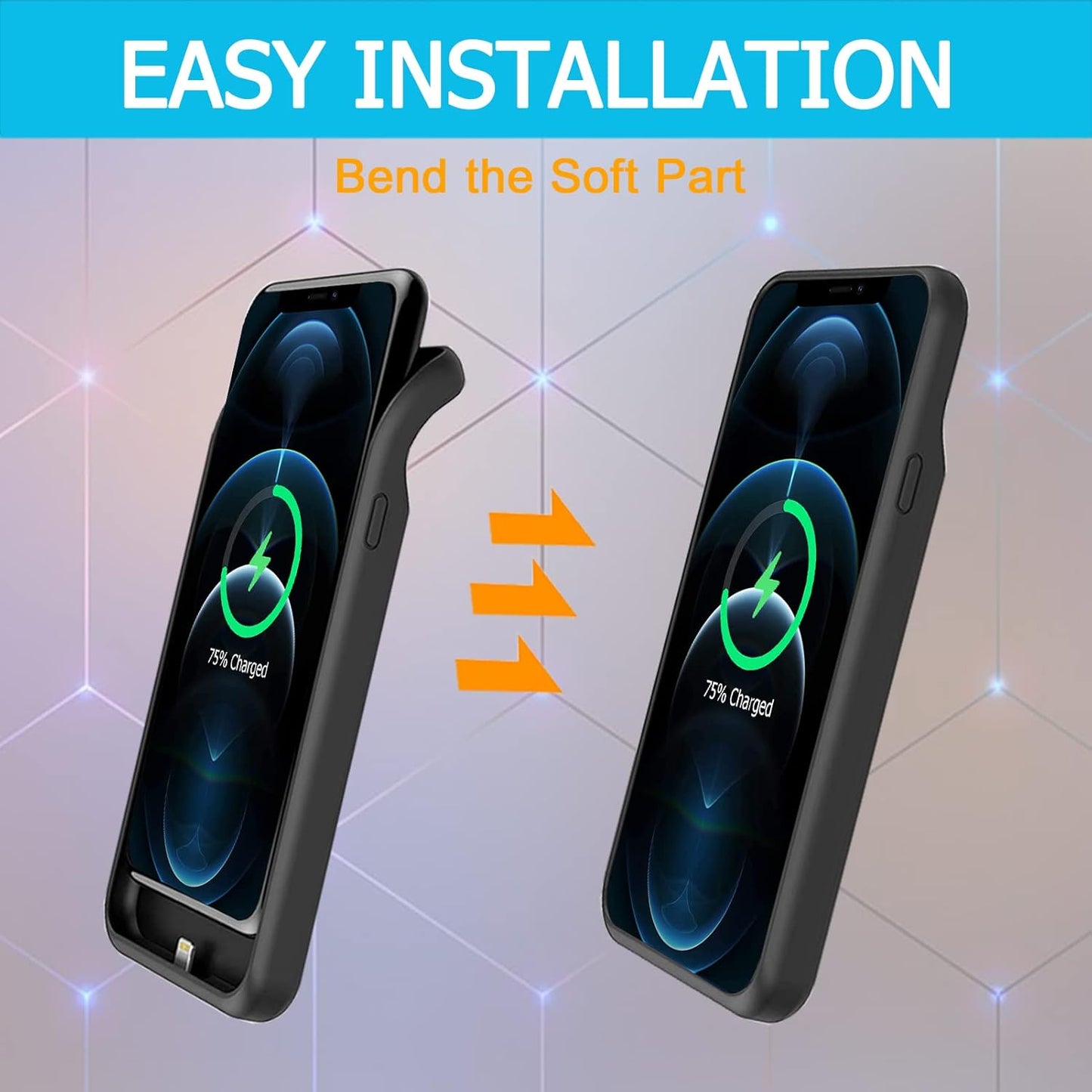 Battery Case for iPhone 12 Pro Max, Upgraded 10800mAh Rechargeable Portable Extended Battery Pack Supported Qi Wireless Charging Case Compatible with iPhone 12 Pro Max (6.7 inch) Charger Case (Black)