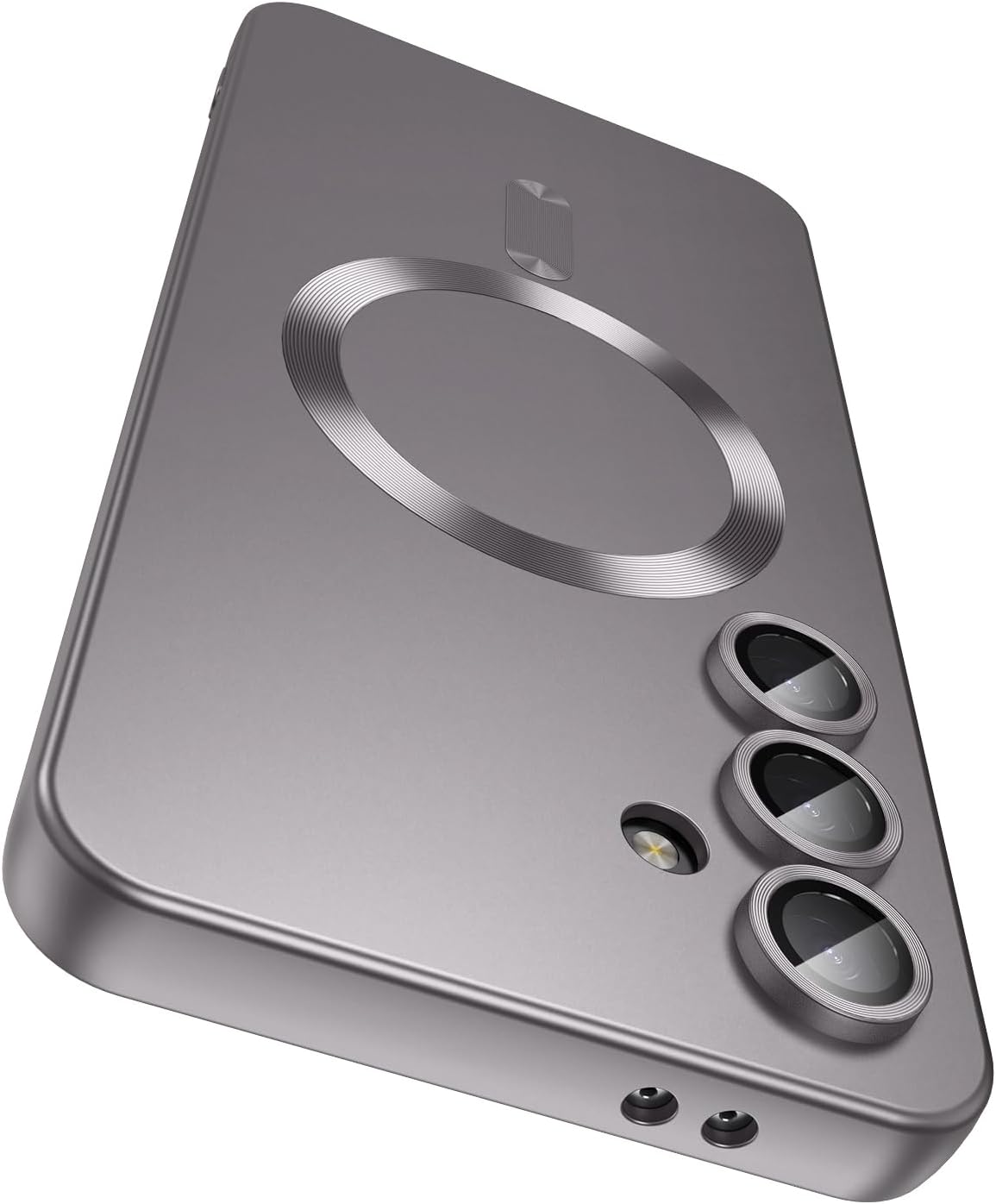 Magnetic for Samsung Galaxy S24 Plus Case [Compatible with MagSafe][Built-in Camera Lens Protector] Slim Soft Silicone Bumper Shockproof Metallic Luster Phone Case (Gray)