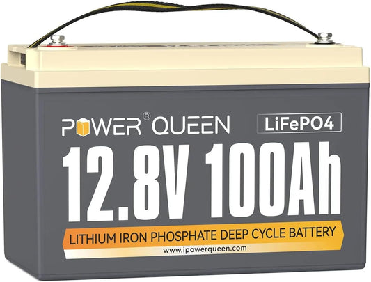 Power Queen LiFePO4 Battery 12V 100Ah Group 31 Lithium Battery, 100A BMS Rechargeable Deep Cycle Battery,100A BMS 1280Wh Higher Energy Density,15000 Cycles for RV, Van, Trailer, Marine,Solar
