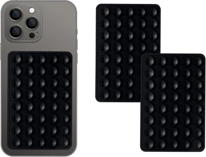 2 Pack Silicone Double-Sided Suction Grip – 40 Cups per Side, Strong Hold for iPhone, Galaxy, Pixel, Android – Hands-Free for Selfies & Videos (Black)