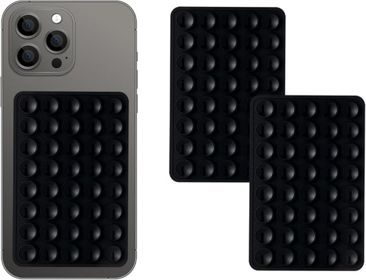 2 Pack Silicone Double-Sided Suction Grip – 40 Cups per Side, Strong Hold for iPhone, Galaxy, Pixel, Android – Hands-Free for Selfies & Videos (Black)