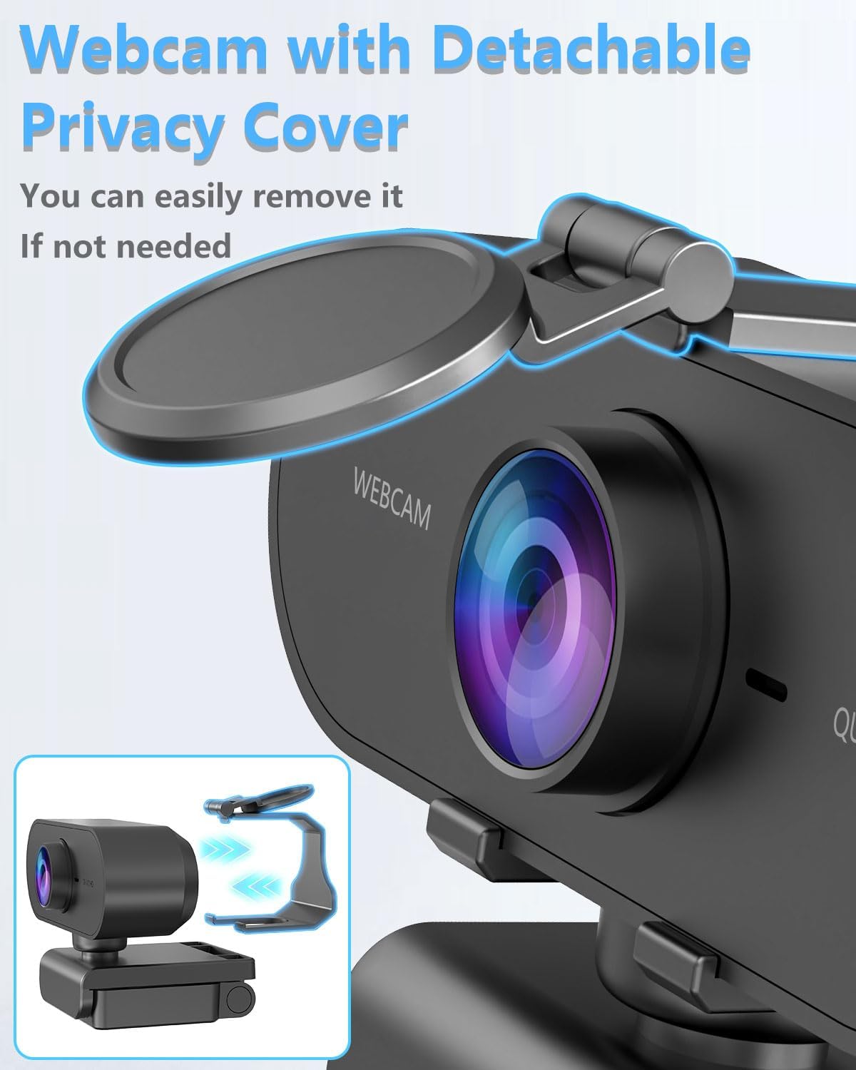 2K Webcam for PC Mac Laptop with Microphone,Full HD Web Cam for Streaming with Privacy Cover Sliders,USB C Web Camera for Desktop Computer Monitor,External Small Best Webcam For Microsoft Teams Gaming
