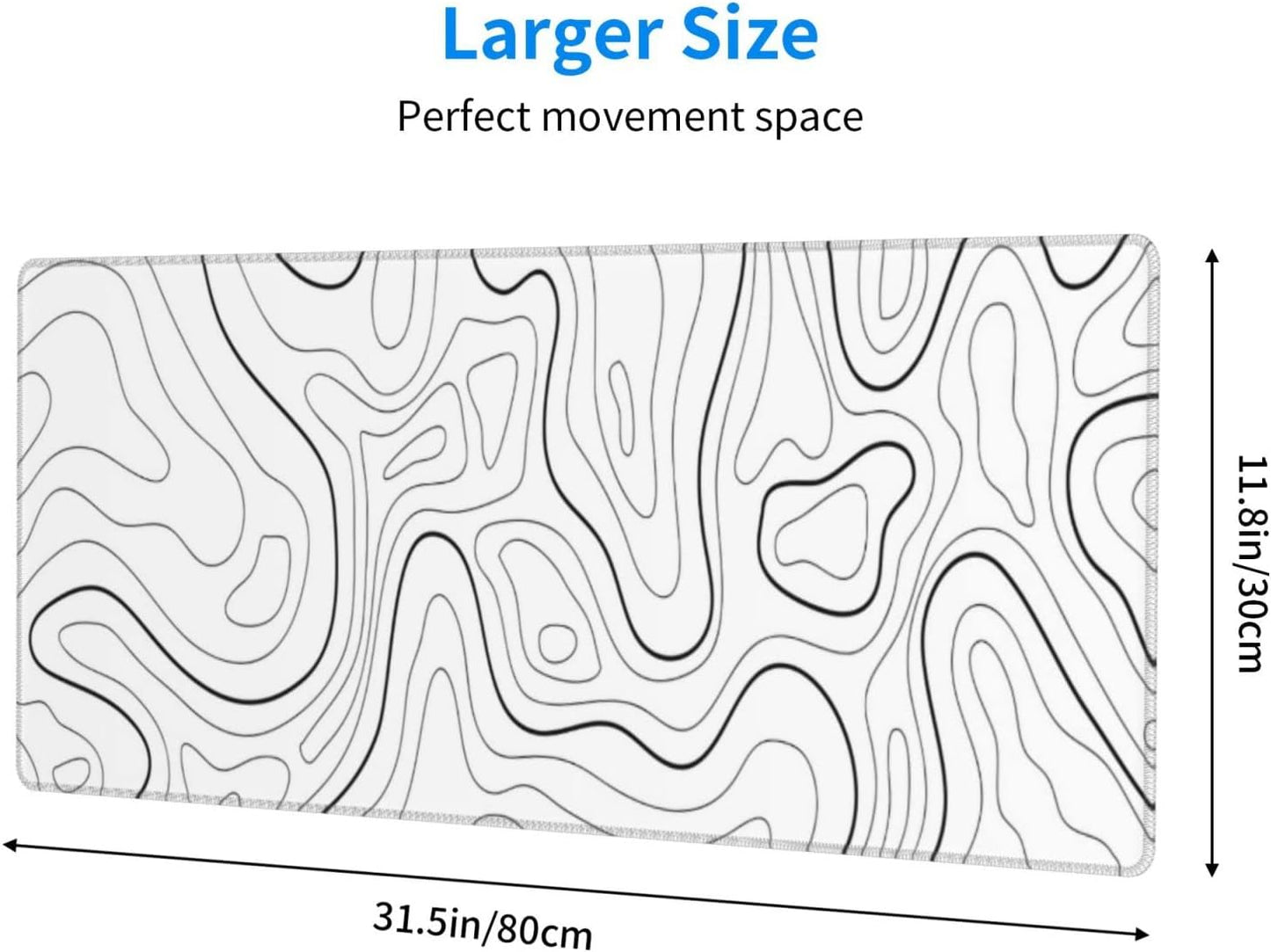 White Mouse Pad Large XL Gaming Mouse Pad for Desk Topographic Mouse Pad Desk Pad Gaming Mouse Pad White Desk Mat Extended Black and White White Topo Mousepad White Topographic Mouse Pad Full Size