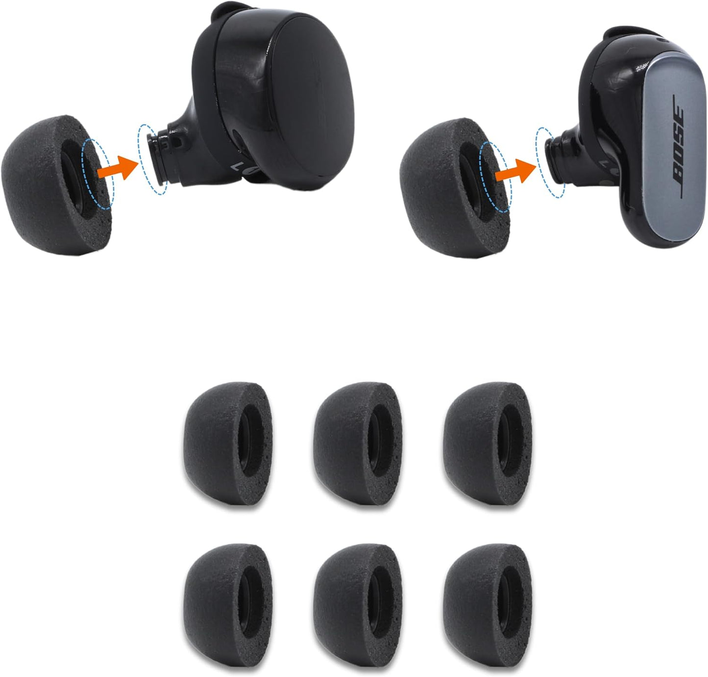 Comply Memory Foam Replacement Earbud Tips for Bose QuietComfort, Ultra, II | Ultimate Comfort, Secure Fit, Superior Noise Isolation | Black (S/M/L) (3 Pairs)