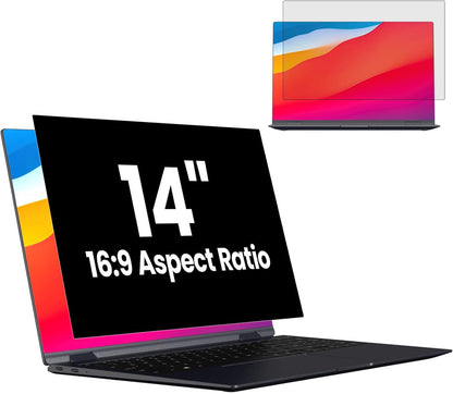 HD Laptop Privacy Screen 14 inch, Upgraded Laptop Privacy Screen for 16:9 Widescreen Removable Anti Glare Cover and Blue Light UV-Blocking Filter