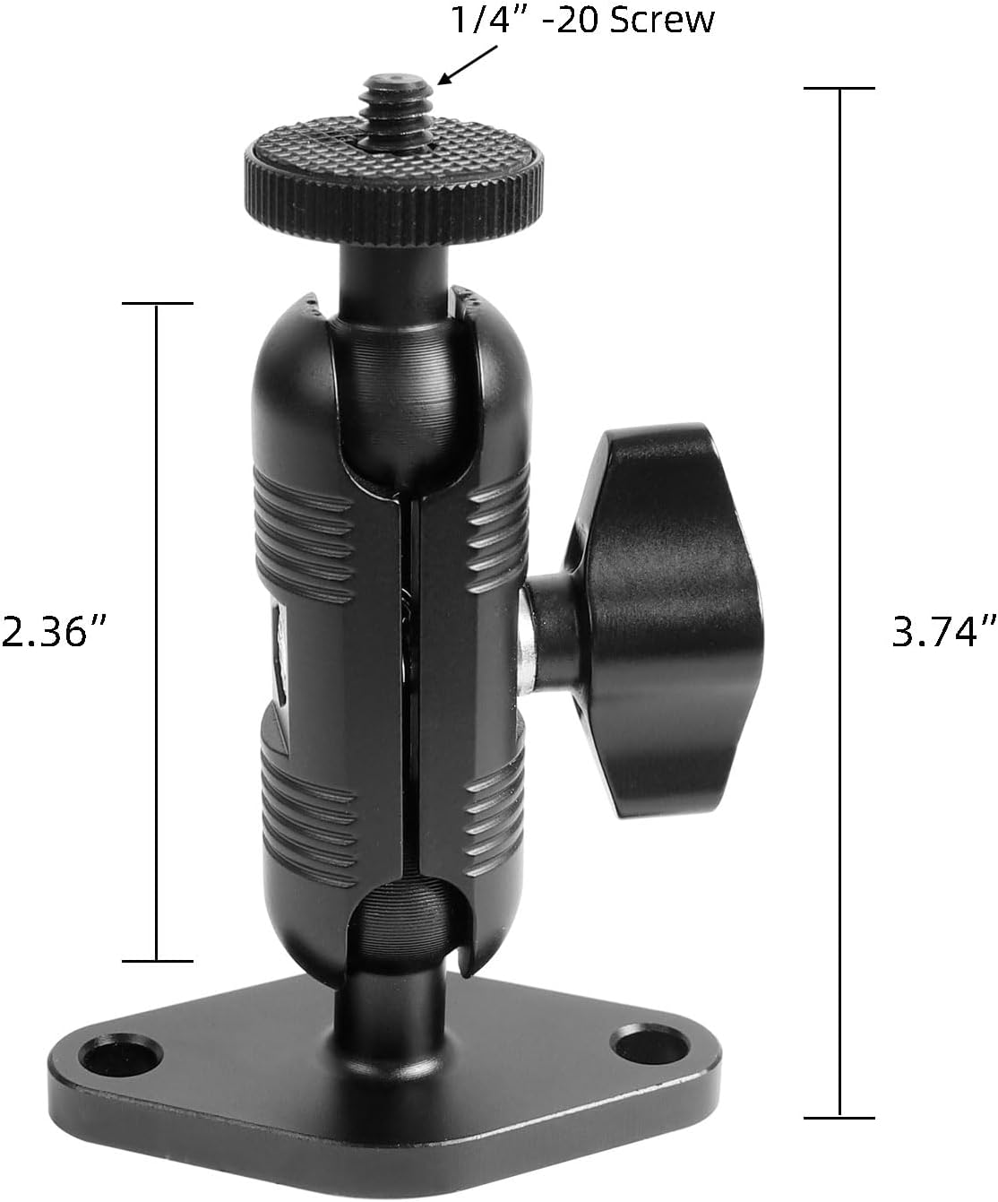 xik Metal 1/4"-20 Mount with Drill Plate Base for Monitors, Action Camera，CCTV Cameras, Camcorders, 360° Rotation Adjustable Camera Mount for Installation on Car Dashboard, Ceiling, and Walls