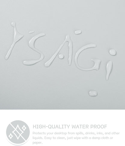 YSAGi Non-Slip Leather Desk Pad L Size, Waterproof Laptop Computer Desk Keyboard Mat, Table Protector Blotter Mat, Large Mouse Pad for Office/Work/Home/Decor(Silver-Grey, 35.4" x 17")