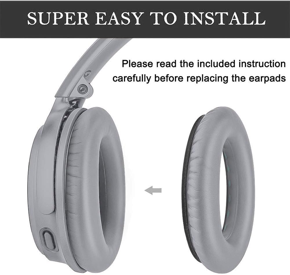 QC35 Headphones Replacement Ear Pads - QC35,QC35ii Replacement Earpads Cushion - Compatible with Bose Quiet Comfort35,QC45,QC25,QC35ii,QC15,AE2,AE2i-Comfortable & Durable (Silver)