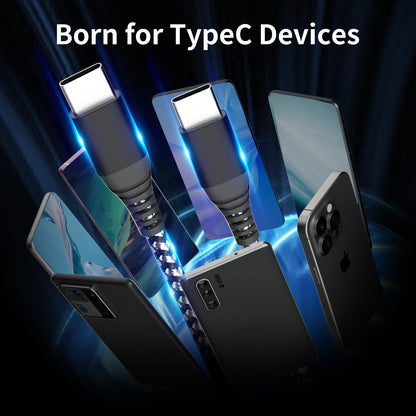 USB C to USB C Cable 60W(3A), Nylon Braided Type-C Charger Cable Fast Charging for iPhone 15 Pro Max Plus/Samsung S23, Switch, Pad and More(3FT 3Pack)