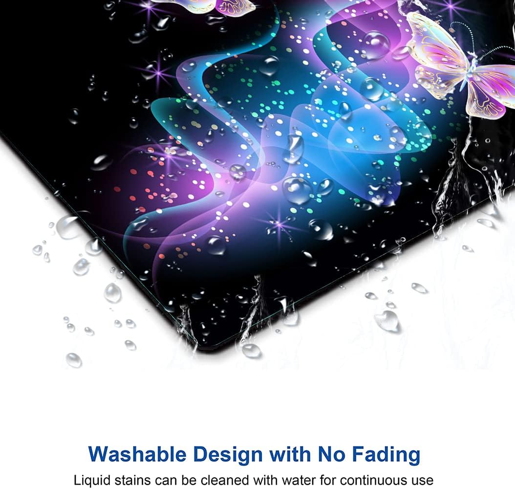 IMAYONDIA Glowing Night Pink Butterflies Mouse Mat - Square Waterproof Non-Slip Rubber Base Mouse Pad for Computer Laptop