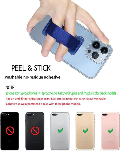 Phone Grip Holder for Hand, Universal Finger Strap Phone Holder, Finger Selfie Grip Compatible with Most Smartphones (Blue) - 2Pack