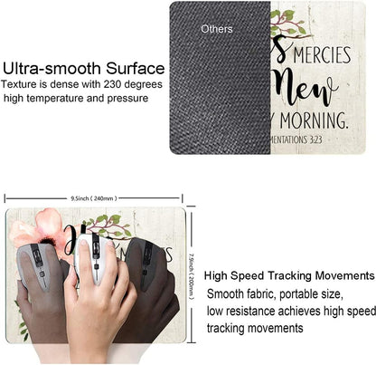 Hokafenle Square Mouse Pad, Inspirational Quote Mouse Pad with Floral Design, Motivational Mouse Mat Waterproof Mousepad Non-Slip Rubber Base Mouse Pads for Office Laptop