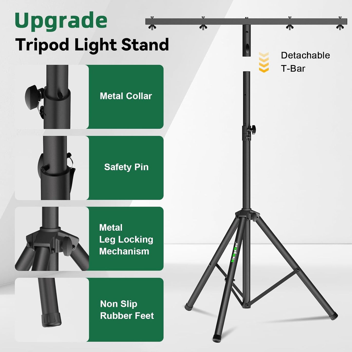 Dj Light Stand Metal T-Bar Stage Stand for Par Lights Tripod Light Stand with Crossbar Mount, Single